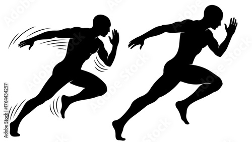 Dynamic Athletic Pose Silhouette Motion Action Figure