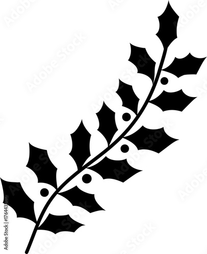 Silhouette vector of holly branch with berries isolated.
Transparent background. svg.