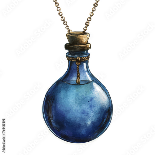 Wizard Amulet, watercolor clipart vector, isolated on a white background.