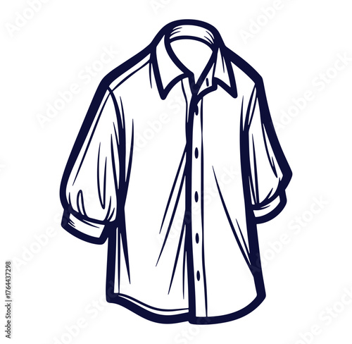 Vector illustration of a classic button down shirt with short sleeves design
