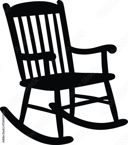classic rocking chair with curved legs and slatted backrest silhouette