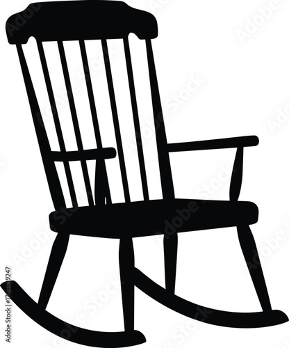 classic rocking chair with curved legs and slatted backrest silhouette