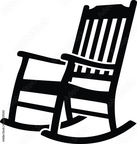 classic rocking chair with curved legs and slatted backrest silhouette