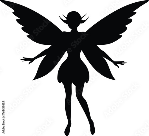 Magic fairy silhouette vector graphic