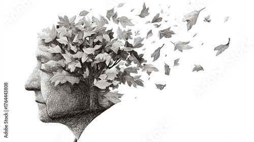 Conceptual illustration of dementia, generative ai illustration.