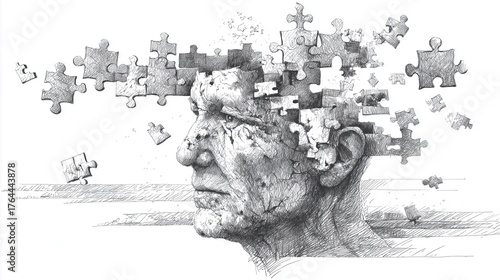 Conceptual illustration of dementia, generative ai illustration.