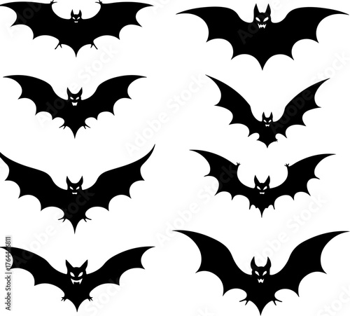 Flying Bat Silhouettes Collection vector