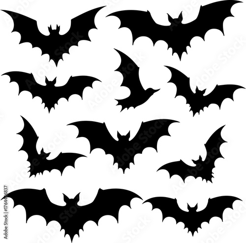 Flying Bat Silhouettes Collection vector