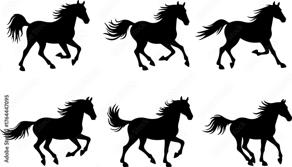 Fototapeta premium Galloping Horse Silhouettes Collection bundle