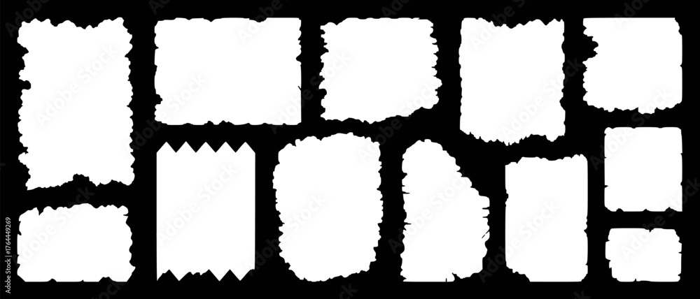 Fototapeta premium White torn paper fragments on black background vector