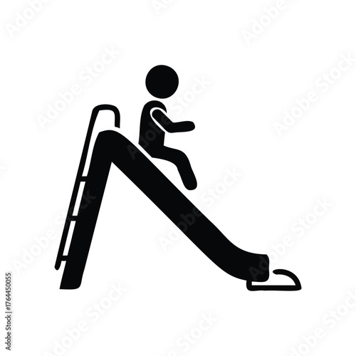Child on playground slide playing recreation