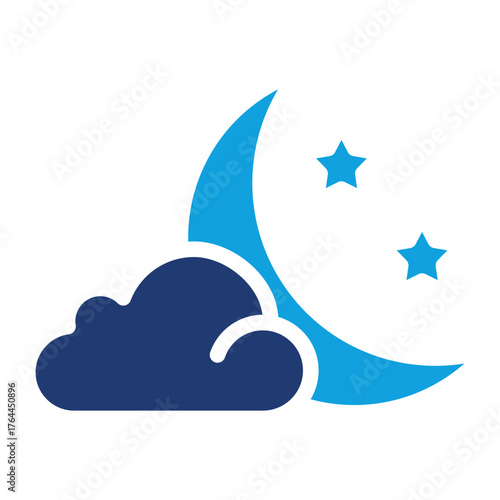 Moon Flat Blue Icon