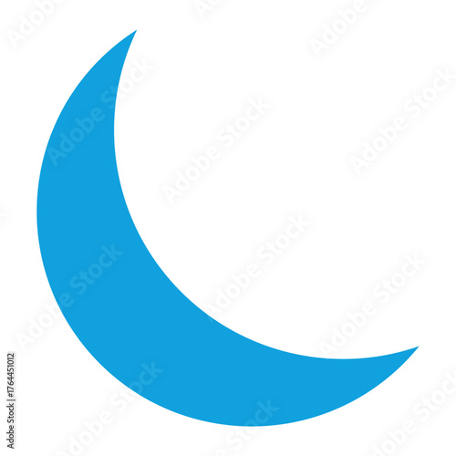 Crescent Moon Flat Blue Icon