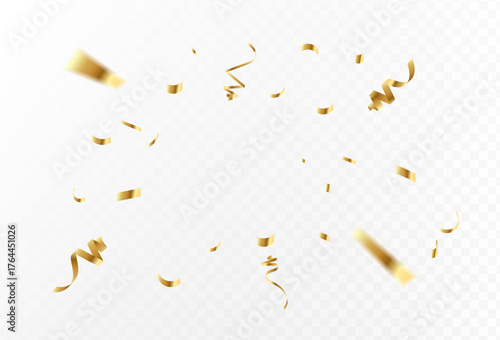Golden Confetti Rain Festive Streamers and Glittering Celebration Elements for Event Design