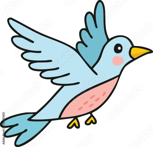 Flying Bird Doodle Clipart Illustration