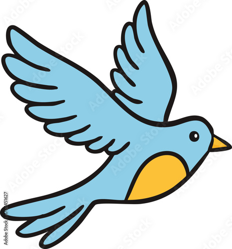 Flying Bird Doodle Clipart Illustration