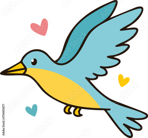 Flying Bird Doodle Clipart Illustration