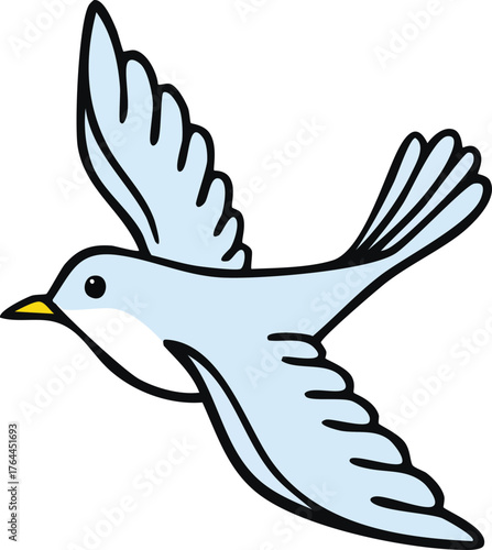 Flying Bird Doodle Clipart Illustration