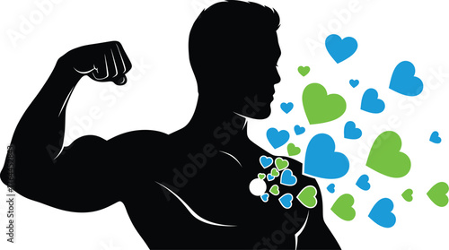 Vector art of strong man with heart