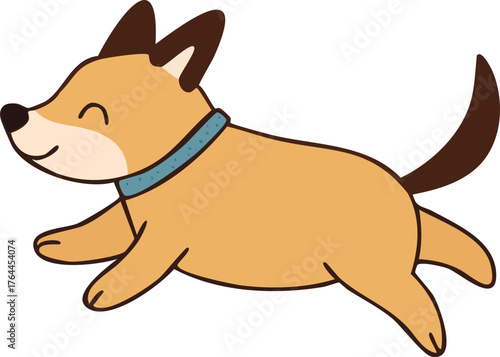 Cute Running Dog Doodle Clipart Illustration
