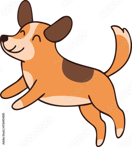 Cute Running Dog Doodle Clipart Illustration
