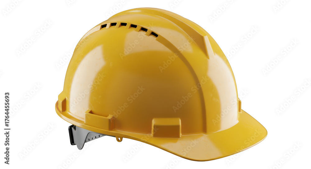 Fototapeta premium Yellow hard hat safety helmet isolated on transparent background