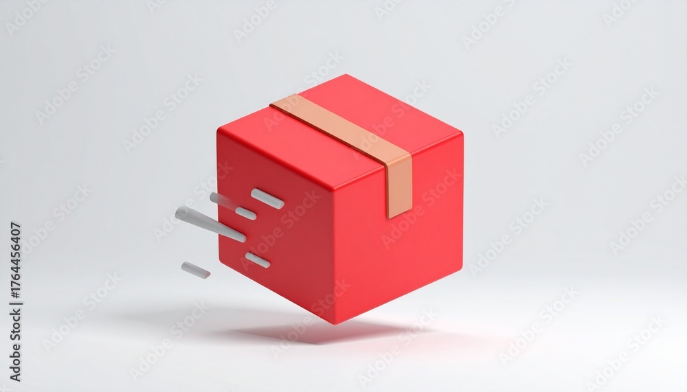 Obraz premium Red blank 3D cube blocks on the paper surface are isolated objects simbolizing delivery system