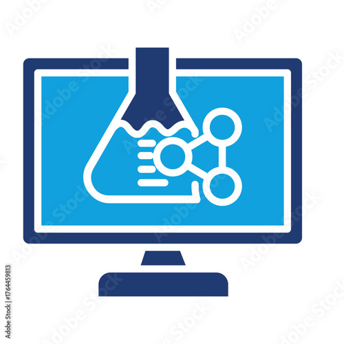 Computer Lab Flat Blue Icon