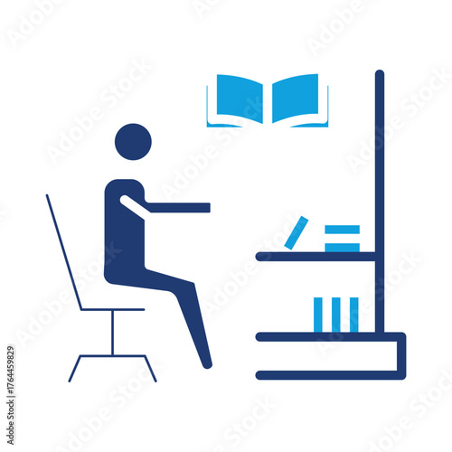 Reading Room Flat Blue Icon