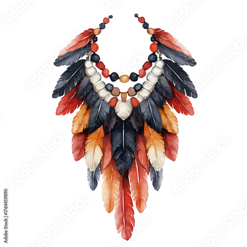 watercolor vector of Tribal Amulet, isolated on a white background.