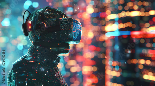 Depicting the transformation of the entertainment world through futuristic digital innovation, Cybernetic