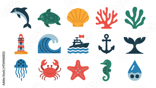 Vibrant underwater ocean scene with diverse marine life and coral reefs