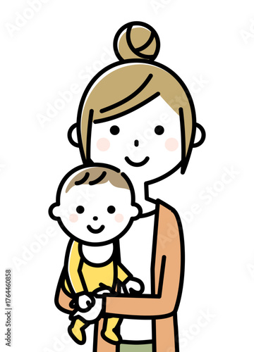 赤ちゃんを抱っこするママ