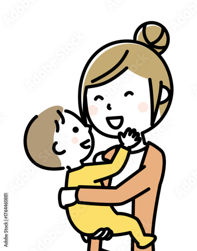 赤ちゃんを抱っこするママ