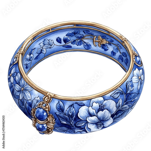 Traditional Bangle, watercolor illustration vector, isolated on a white background.