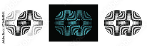 Interlocking infinity loop pattern, abstract geometric vector design.