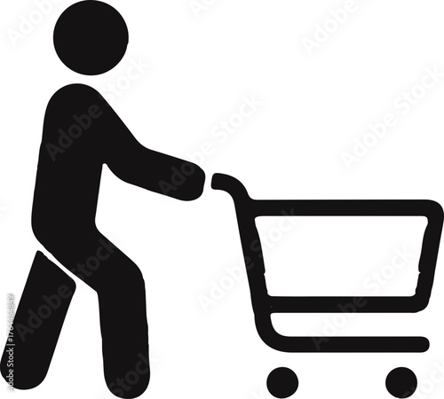 person pushing shopping cart icon vector design