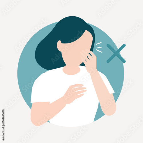 Coughing woman, healthcare illustration collage element vector