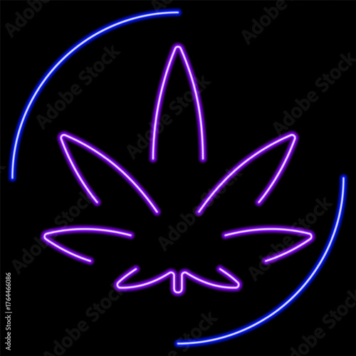 marijuana neon sign, modern glowing banner design, colorful modern design trends on black background. Vector illustration.