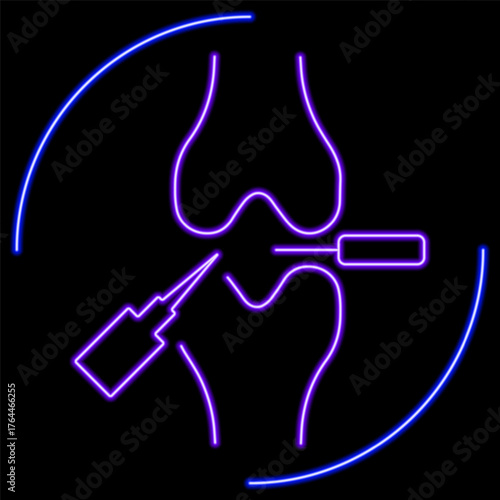 meniscal neon sign, modern glowing banner design, colorful modern design trends on black background. Vector illustration.