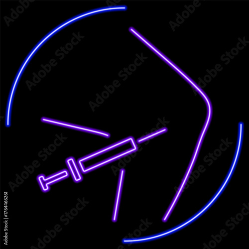 meniscal neon sign, modern glowing banner design, colorful modern design trends on black background. Vector illustration.
