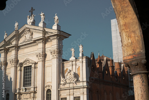 Exterior facade of the Cathedral of St. Peter the Apostle in Mantua