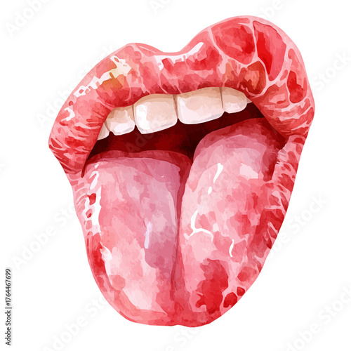 Tongue Ring, watercolor illustration vector, isolated on a white background.