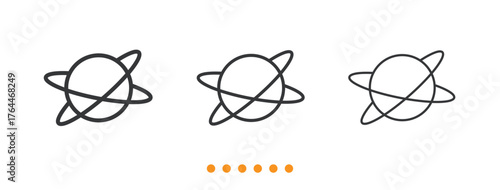 Planet and Orbit Rings icon. Thin line icon vector