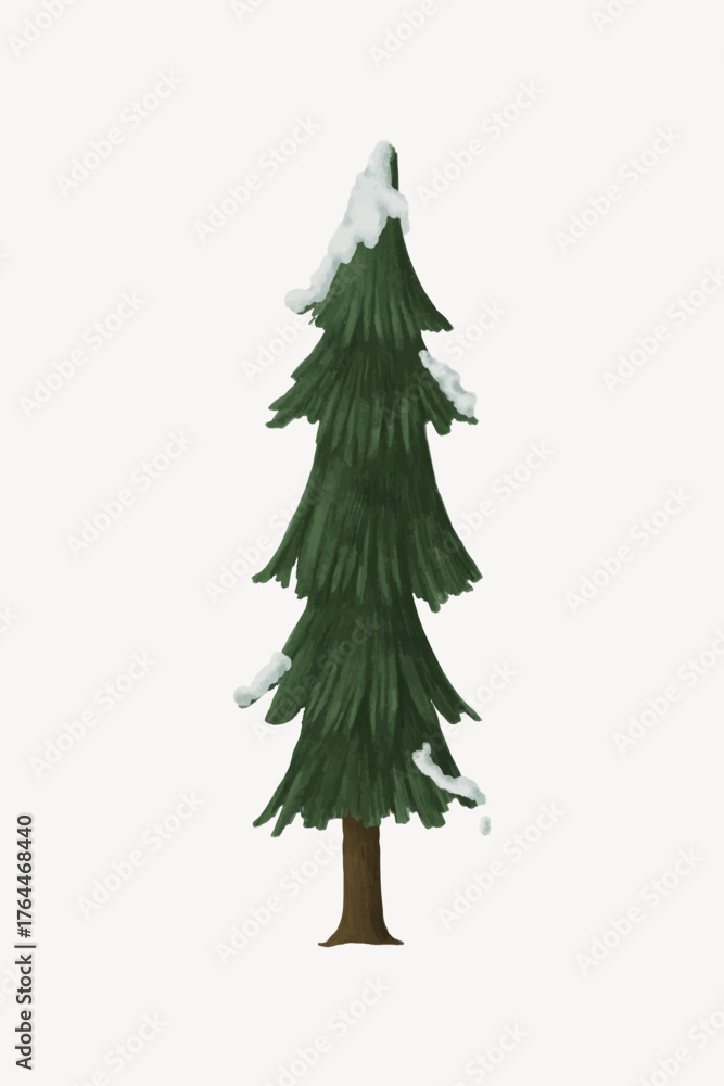 Fototapeta premium Snowy pine tree, Christmas collage element vector
