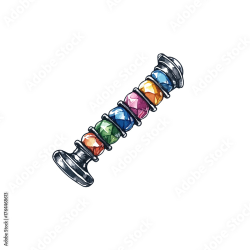 Titanium Labret Stud, watercolor painting vector, isolated on a white background.
