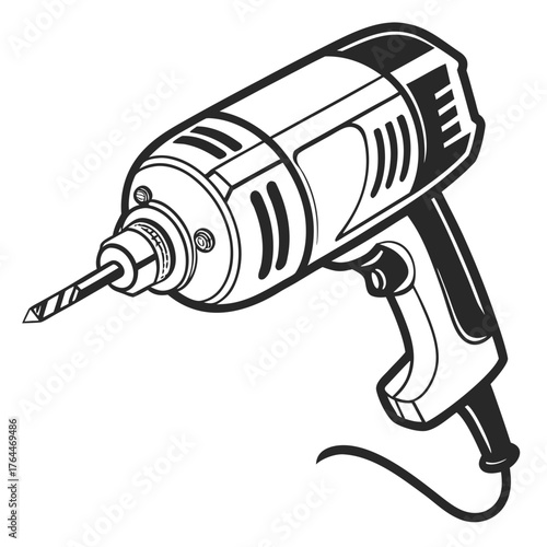 black and white drill tool clip art preview