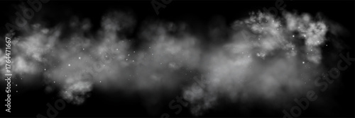 Abstract fog texture and shining stars. Gray space realistic nebula smoke background. Magic colorful galaxy with stardust. Abstract vector illustration