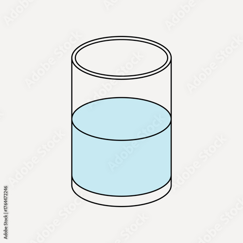 Glass of water, flat collage element vector