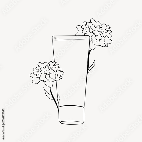 Cosmetic tube line art vector